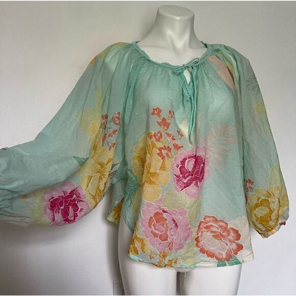 MSRP $190 Farm Rio Floral Boho Peasant Blouse Size XS M | SAME DAY SHIP - Picture 2 of 6